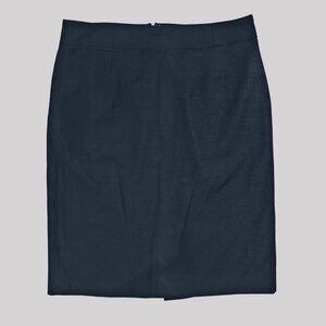 J. Crew Navy Pinstripe Pencil Skirt Hidden Zipper Closure 99% Wool Size 10